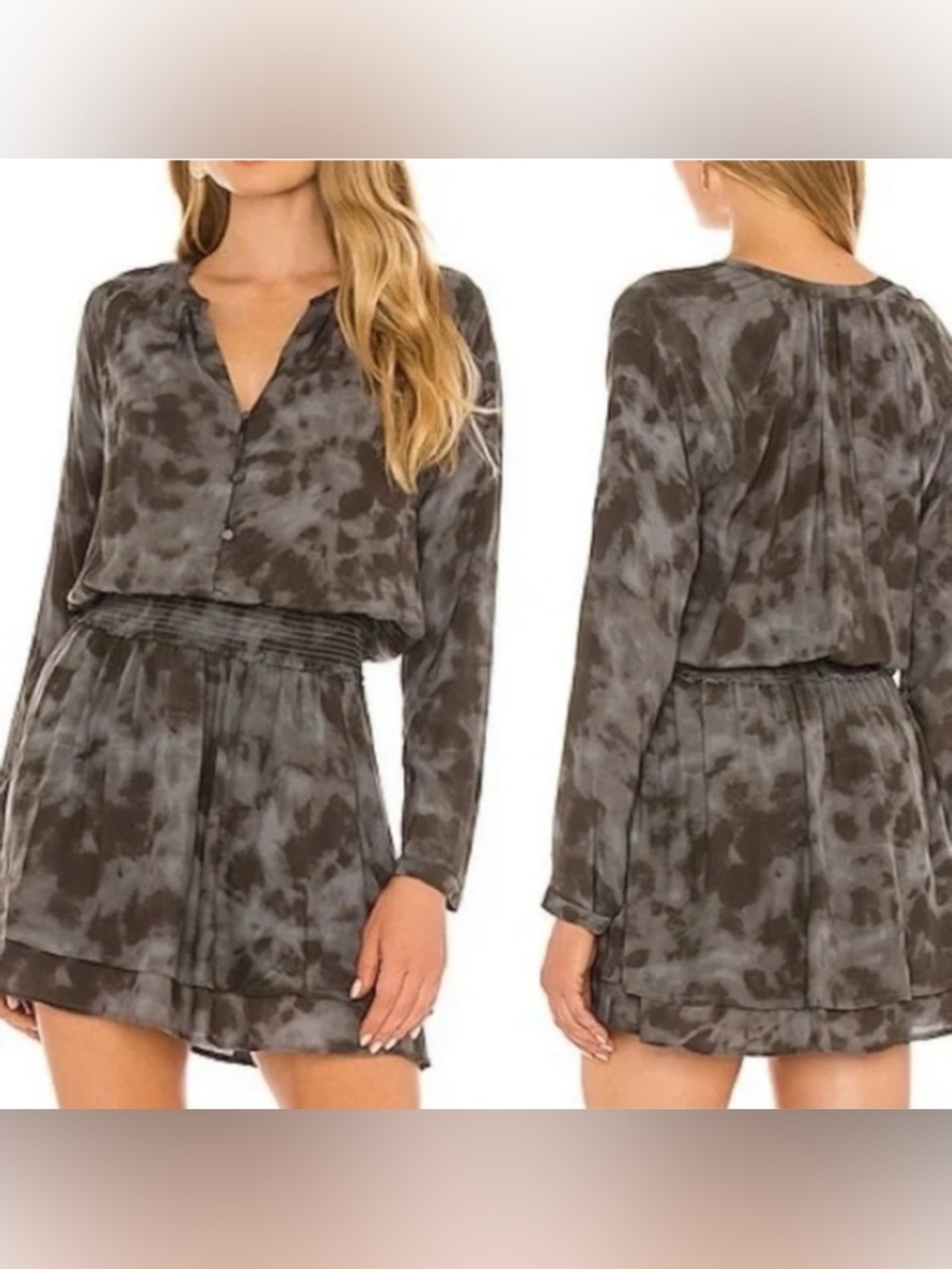 Rails XS Jasmine Slate Tie Dye Tiered Smocked Waist Dress Whimsigoth Edgy Boho